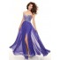 Sheath sweetheart floor length royal purple chiffon beaded prom dress