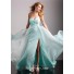 Sheath sweetheart long light blue chiffon flowy prom dress with split