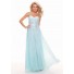 Sheath sweetheart long light blue chiffon prom dress with beading
