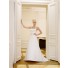 Simple A Line Halter Open Back Satin Wedding Dress With Beaded Bow Belt