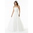 Simple A Line Princess Strapless Organza Lace Beaded Wedding Dress With Train
