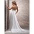 Simple A Line Spaghetti Strap Ruched Chiffon Beaded Wedding Dress Low Back