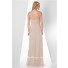Simple A Line Strapless Long Champagne Chiffon Wedding Party Bridesmaid Dress
