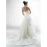 Simple A Line Strapless Sweetheart Organza Draped Wedding Dress With Crystals Buttons