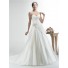 Simple A Line Strapless Sweetheart Organza Draped Wedding Dress With Crystals Buttons