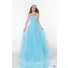 Simple A Line Sweetheart Long Turquoise Tulle Prom Dress With Beading Jacket