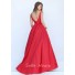 Simple Ball Gown Square Neck V Back Red Satin Prom Dress With Jackets