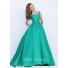 Simple Ball Gown Square Neck V Back Emerald Green Satin Prom Dress With Jackets