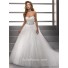 Simple Ball Gown Strapless Lace Tulle Puffy Wedding Dress With Beading Buttons