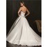 Simple Exquisite Ball Gown Strapless Ruched Beaded Satin Wedding Dress