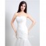 Simple Mermaid Strapless Corset Back Tulle Ruched Wedding Dress
