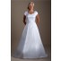 Simple Modest A Line Cap Sleeve Satin Corset Wedding Dress Court Train