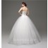 Simple Puffy Ball Gown Strapless Tulle Lace Corset Wedding Dress
