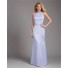 Simple Sheath High Neck Halter Open Back Long Lilac Satin Wedding Guest Bridesmaid Dress
