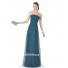 Simple Sheath Strapless Dark Green Tulle Lace Long Evening Prom Dress