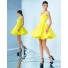 Simple V Neck Short Yellow Satin Party Prom Dress