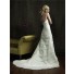 Slim A Line Strapless Scoop Layered Organza Lace Wedding Dress With Bow
