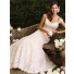 Slim A Line Sweetheart Corset Back Chapel Train Lace Wedding Dress With Straps