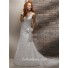 Slim A Line V Neck Lace Beaded Wedding Dress With Bow Corset Back
