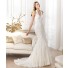 Slim Fitted Mermaid Halter Beaded Lace Wedding Dress With Buttons