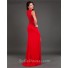 Slim Fitted V Neck High Slit Long Red Jersey Lace Evening Prom Dress