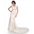 Slim Mermaid Cap Sleeve Empire Waist Lace Wedding Dress With Open Back