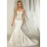 Slim Mermaid Sweetheart Satin Embroidered Wedding Dress With Crystal Buttons