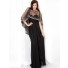 Sparkle Sheath Long Black Chiffon Evening Prom Dress With Beaded Sequins Shawl