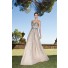 Sparkly A Line Sweetheart Long Champagne Tulle Sequin Beaded Prom Dress With Bow