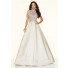 Sparkly Ball Gown Open Back Champagne Satin Beaded Prom Dress