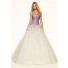 Sparkly Ball Gown Strapless Champagne Tulle Purple Beaded Corset Prom Dress