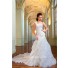 Stunning A Line One Shoulder Taffeta Organza Floral Wedding Dress With Long Train