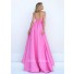 Stunning A Line Strapless Plunging Neckline Pink Taffeta Ruched Prom Dress