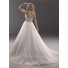 Stunning A Line Strapless Tulle Beaded Crystal Sparkly Wedding Dress