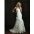 Stunning Mermaid Strapless Asymmetrical Organza Wedding Dress With Ruffles Ruching