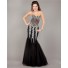 Stunning Mermaid Strapless See Through Black Tulle Beaded Prom Dress