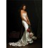 Stunning Slim Fitted Mermaid Strapless Ivory Satin Wedding Dress With Train