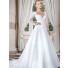 Stunning Sweetheart Long Sleeve Organza Tulle Beaded Wedding Dress With Buttons