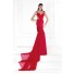 Sweetheart Backless Red Chiffon Evening Prom Dress With Bow Straps