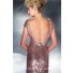 Tight Cap Sleeve Backless Short Mini Nude Sequin Beaded Cocktail Evening Dress