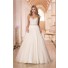 Traditional A Line Sweetheart Gold Embroidery Satin Tulle Wedding Dress With Belt