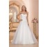 Traditional Princess A Line Strapless Tulle Lace Beaded Wedding Dress Corset Back
