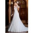 Trumpet Bateau Neckline Sheer Back Cap Sleeve Lace Glitter Wedding Dress