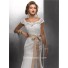 Trumpet/ Mermaid Bateau Cap Sleeves Vintage Lace Wedding Dress With Sash Buttons