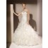 Trumpet Mermaid Illusion Boat Neckline Lace Beaded Organza Ruffle Wedding Dress With Straps