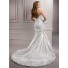 Trumpet/ Mermaid Spaghetti Strap V Back Ruched Satin Wedding Dress With Crystals
