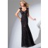 Trumpet Mermaid Sweetheart Cap Sleeve Open Back Long Black Lace Beaded Evening Prom Dress