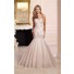 Trumpet Mermaid Sweetheart Champagne Satin Tulle Lace Beaded Vintage Wedding Dress