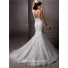 Trumpet / Mermaid V Neck Lace Beaded Wedding Dress With Flowers Sash Buttons