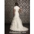 Trumpet/ Mermaid collar court train organza wedding dress with short sleeves